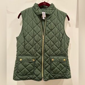 St. John's Bay Olive Quilted Vest with Gold Zipper and Buttons size M
